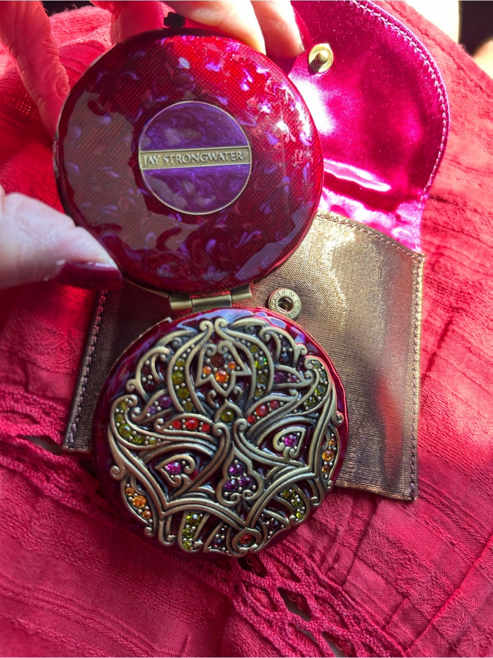 New Jay Strongwater embellished crystal compact mirror - Picture 3 of 5